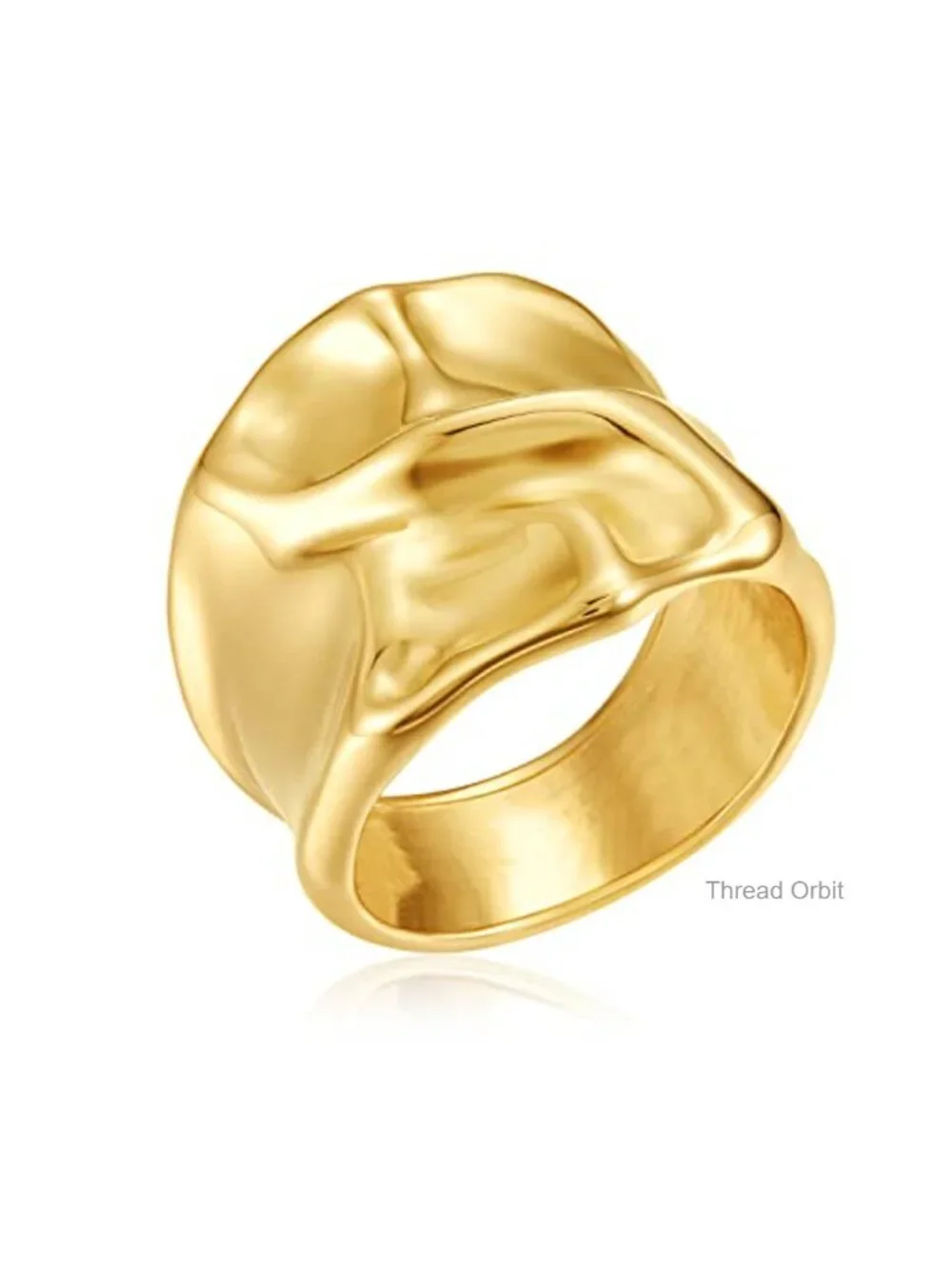 18K Gold Plated Stainless Steel Chunky Statement Ring Set